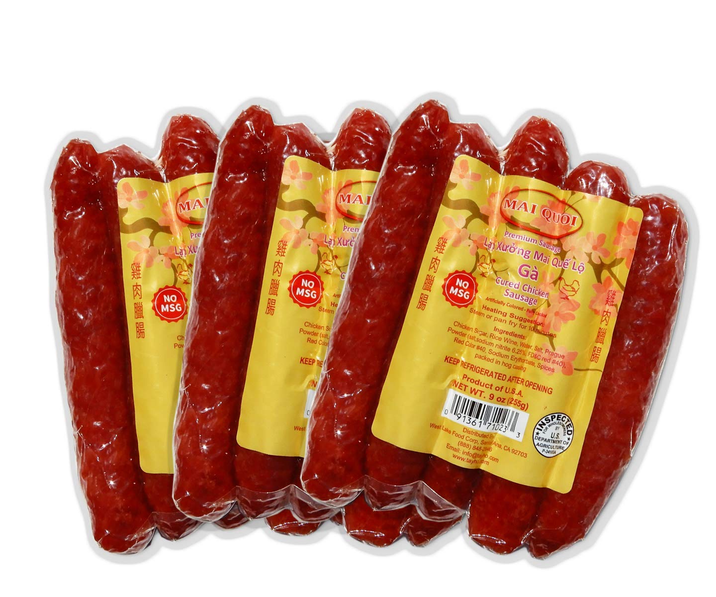 LAP XUONG GA – Gourmet CHICKEN CURED SAUSAGE 3 packs (No MSG) – Made In USA