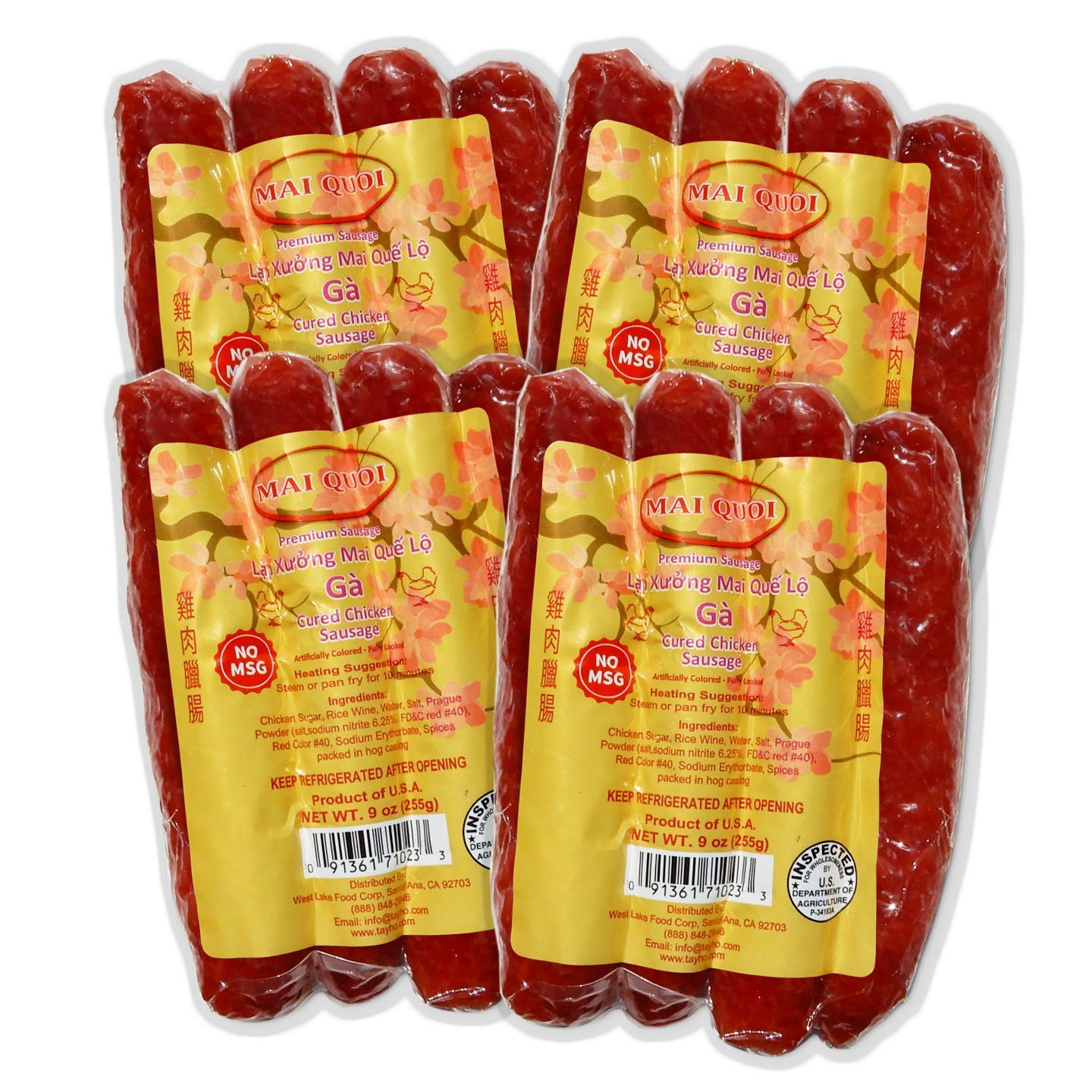 PREMIUM Chicken CURED SAUSAGE LAP XUONG GA (No MSG) Made in the USA